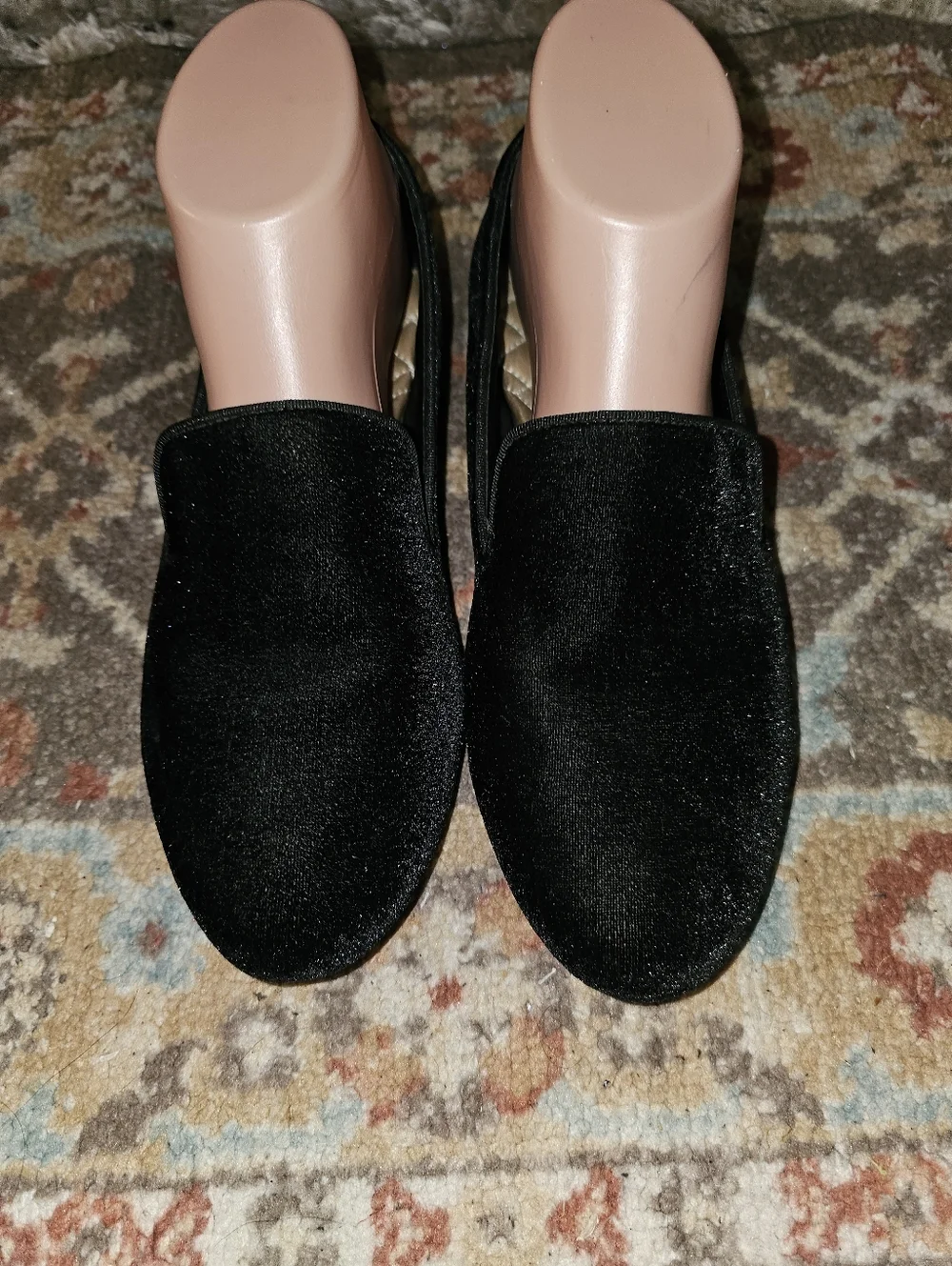 BIRDIES 'The Starling' Beautiful Black Velvet Slipons Loafers 8.5 Very Nice!
